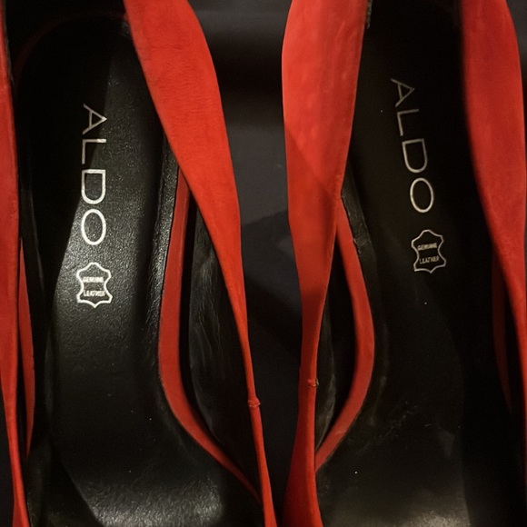 ALDO Red Suede Leather Stiletto Heels - Picture 2 of 6